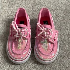 Pink SPERRY topsides toddler shoes